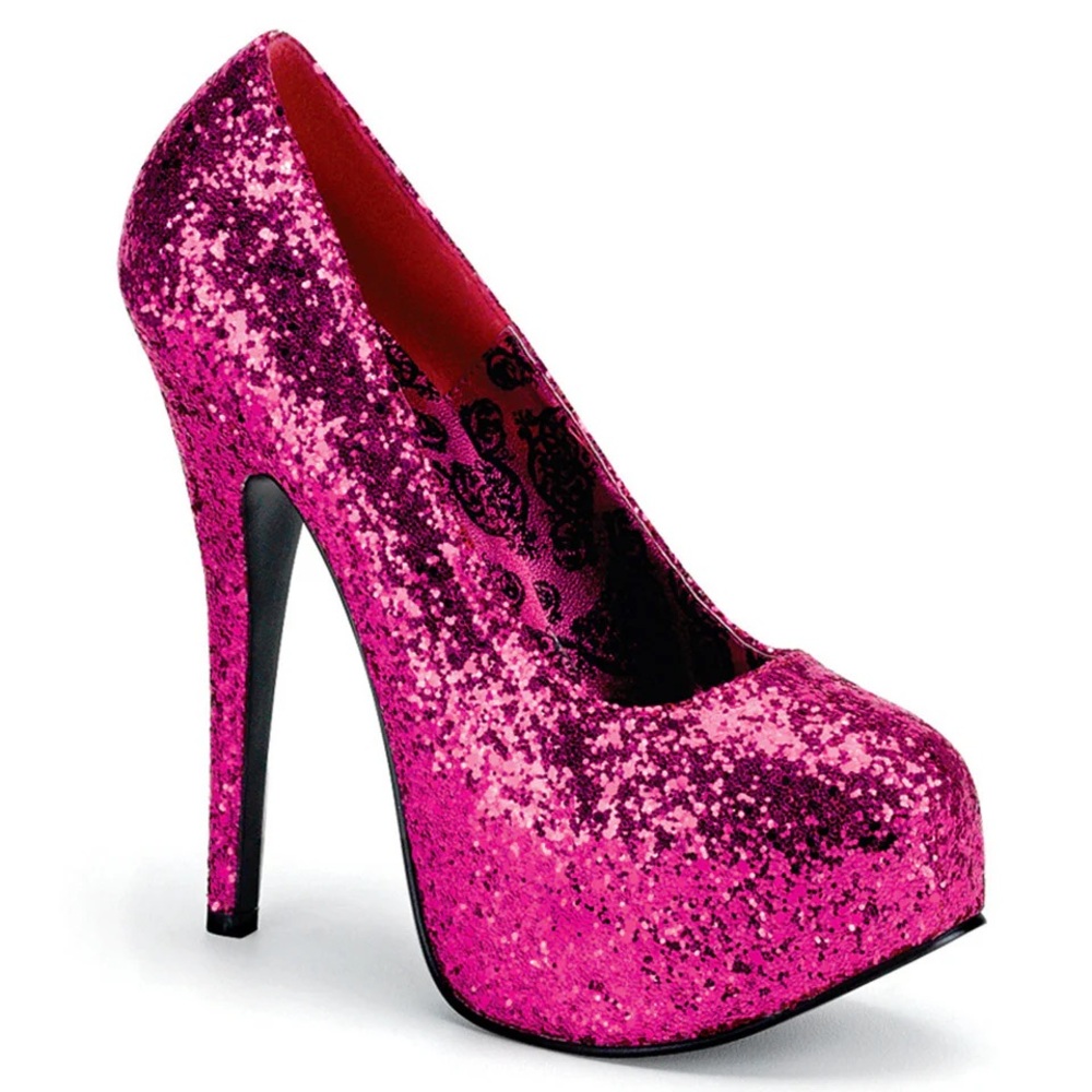 Bordello Hot pink glitter platform stiletto heels #glamour #partyshoes